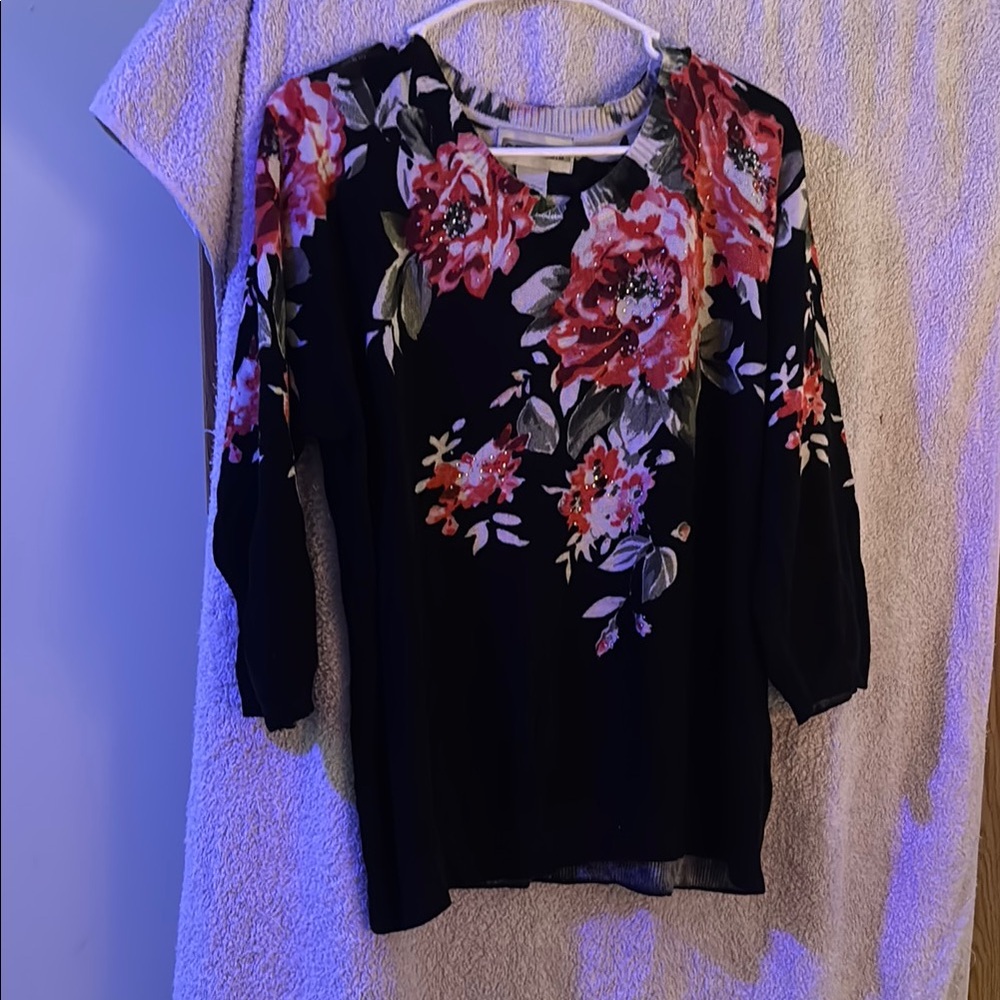Floral Black Women's Top